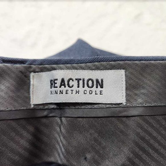 Men's 34x34 Kenneth Cole Reaction stretch modern fit flat front dress pant navy - Picture 7 of 13